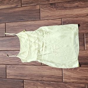 ZARA PALE YELLOW STRETCH SATIN SEAMED BODYCON MINI DRESS SIZE L